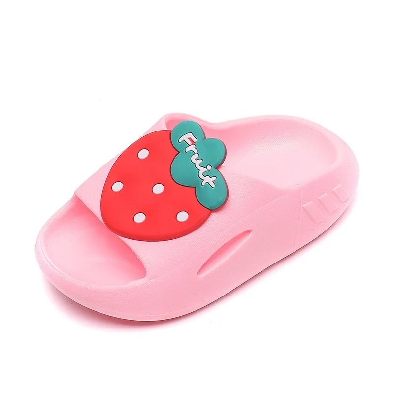 Slipper Children Bathroom Slippers Girls Summer Cartoon Strawberry Pattern House Shoes PVC Non-slip Baby Boy Home Slippers Kids Size 35 230301
