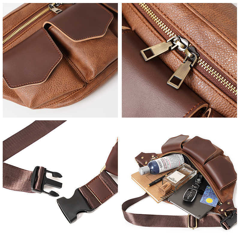 Men's fashionable small chest bag, multi-pocket leisure street couple small bag, cross-body bag, horizontal youth small waist bag 230301