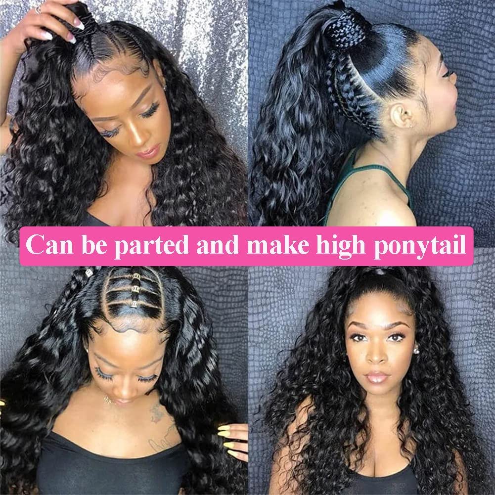 360 full lace front wigs human hair hd pre plucked 180% Density Curly Water Wave Lace Frontal Wigs 360 Human Hair For Black Women