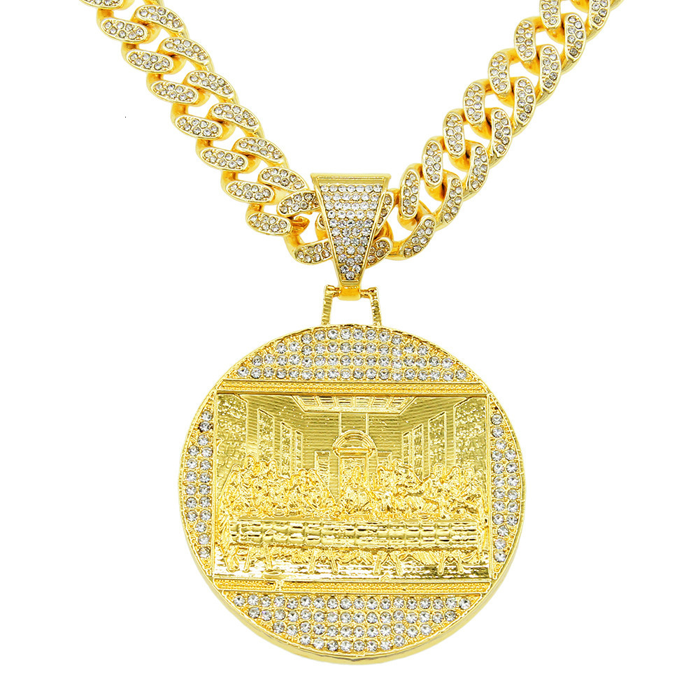 Last Supper Pendant Big Jesus Iced Out Bling Zircon Gold Color Charm Necklace Fashion For Men Father's Day Gift Hip Hop Jewelry 220818