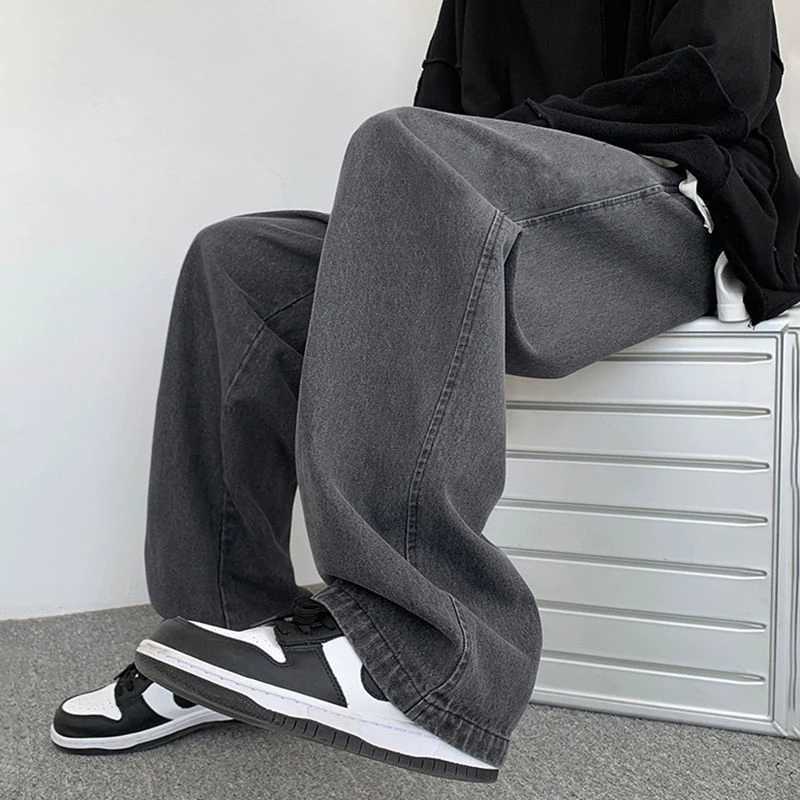 Men's Jeans Wide Leg Cargo Pants 2023 Streetwear Baggy Jeans New Spring Autumn Men Korean Fashion Loose Straight Male Brand Clothing Black Z0301