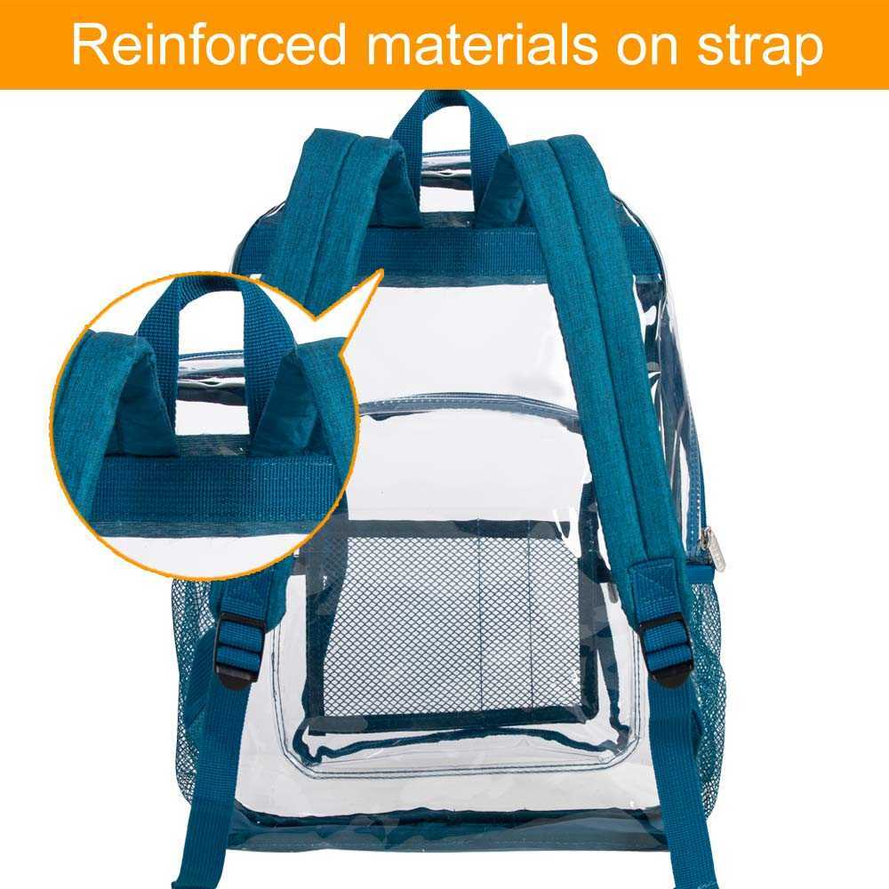 Backpack Clear Backpack Heavy Duty Transparent Bookbag See Through PVC School Bag for Women Men BlueJ230301