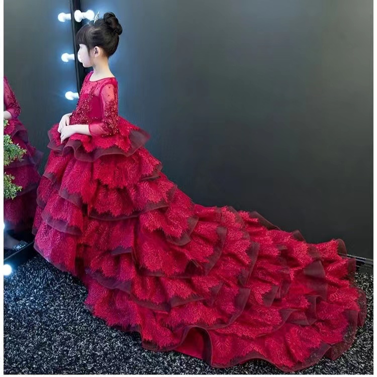 Real Picture Wer Girls Dress Baby Girl Clothes Lace 3D Wers Applique Beads Puffy Tulle Kids Gown Custom Made Birthday Gowns 403 6660311