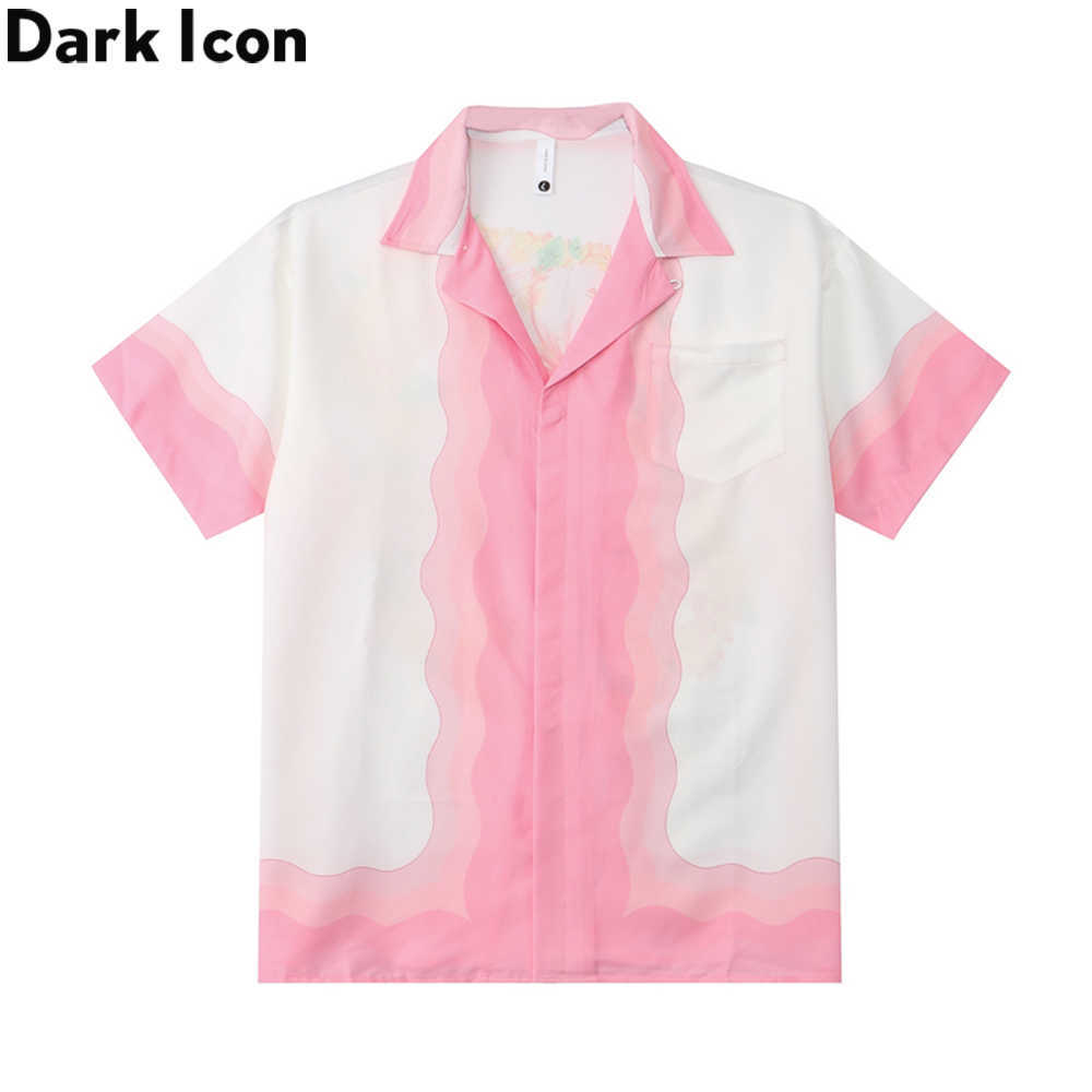 Men's Casual Shirts Dark Floral Printed Hawaiian Shirts Men Women Summer Holiday Beach Men's Shirt Short Sleeve Z0224