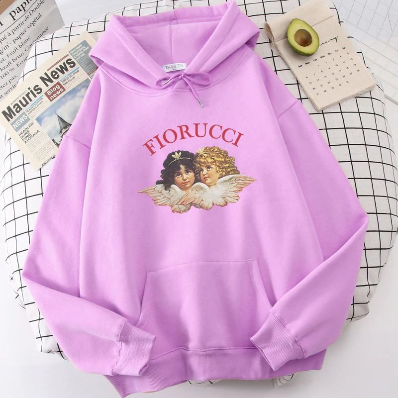 Womens Hoodies Sweatshirts Fiorucci Angel Girls Hoodie Sweatshirt Printed Y2k Gothic Aesthetic Unisex Streetwear Tops AutumnWinter Clothes 230301
