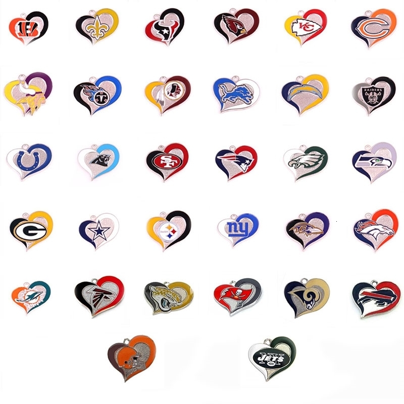 Charms 12Pcslot Heart Star Charms Dangle Charms DIY Bracelet Necklace Jewelry Football Sport Hanging Charm 230228