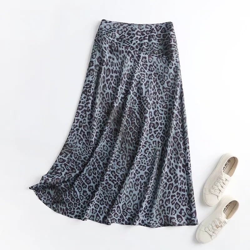 Skirts Maxdutti England Faldas Mujer Moda High Street Leopard Print High Waist Midi Skirt Women Straight Sexy Long Skirts Womens 230301
