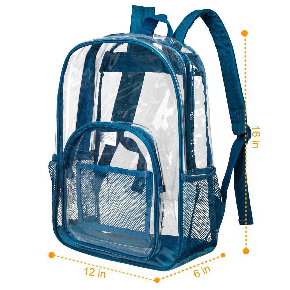 Backpack Clear Backpack Heavy Duty Transparent Bookbag See Through PVC School Bag for Women Men BlueJ230301