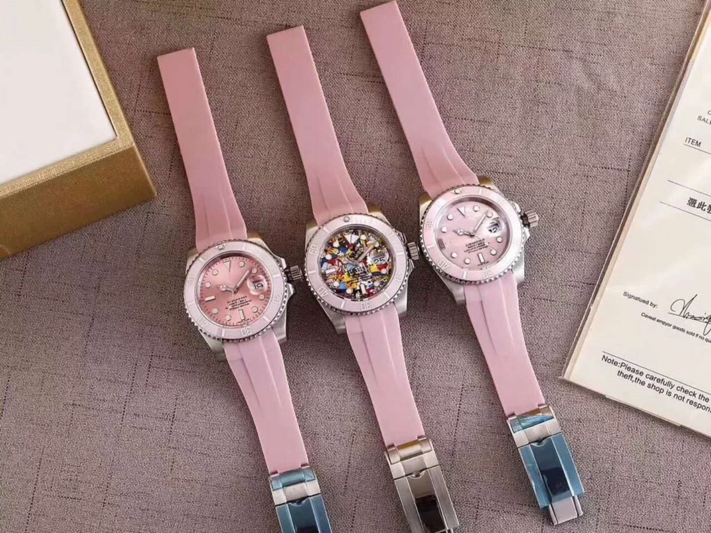 Luxury designer women's watch ceramic ring mouth pink watchband Goddess style 40mm size automatic movement 316 fine steel rubber watchband sports watch