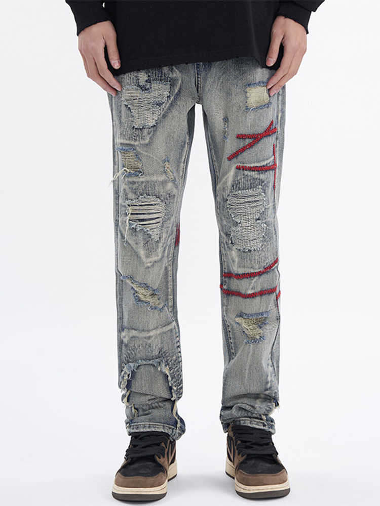 Men's Jeans HOUZHOU Skinny Jeans Men Hop Hip Punk Rave Denim Trousers Male Vintage Jeans Pants for Men Japanese Streetwear Hippie Hole Z0301