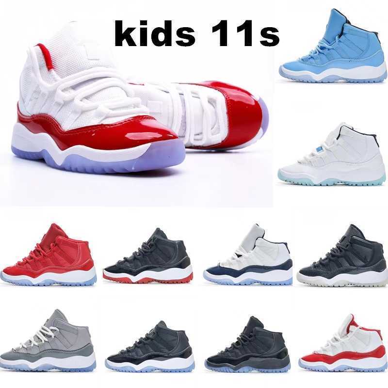 Cherry kids Jumpman 11s shoes boys basketball 11 shoe Children black mid high sneaker Chicago designer Scotts military grey trainers baby