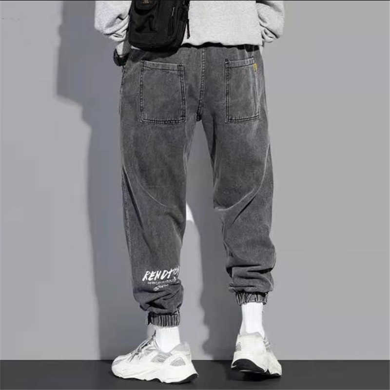 Men's Jeans Casual Men Outdoor Fashion Loose Harem Pants Elastic Waist Male Washed Denim Plus Size Y2303