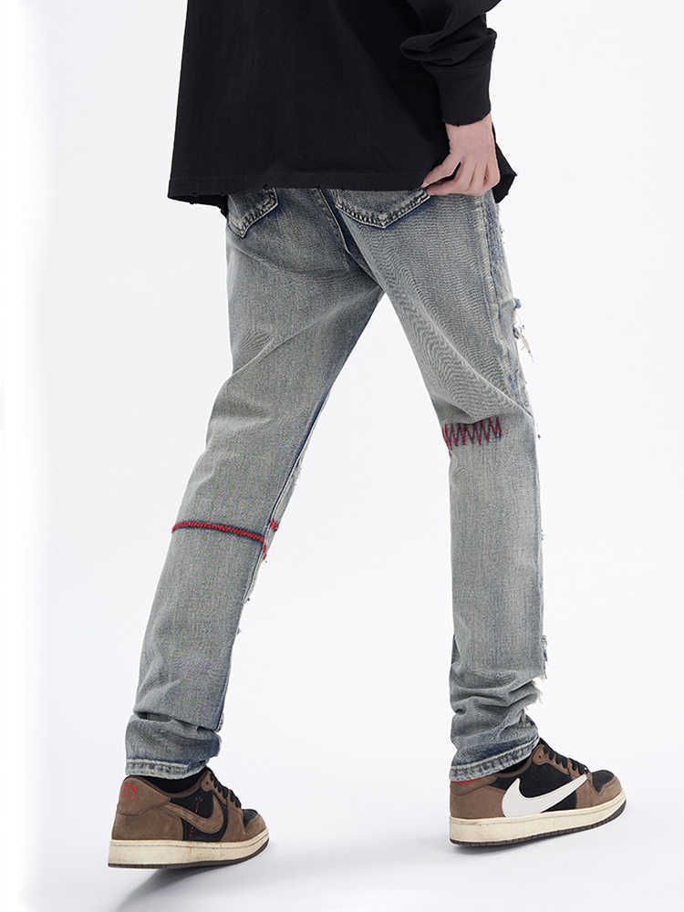 Men's Jeans HOUZHOU Skinny Jeans Men Hop Hip Punk Rave Denim Trousers Male Vintage Jeans Pants for Men Japanese Streetwear Hippie Hole Z0301