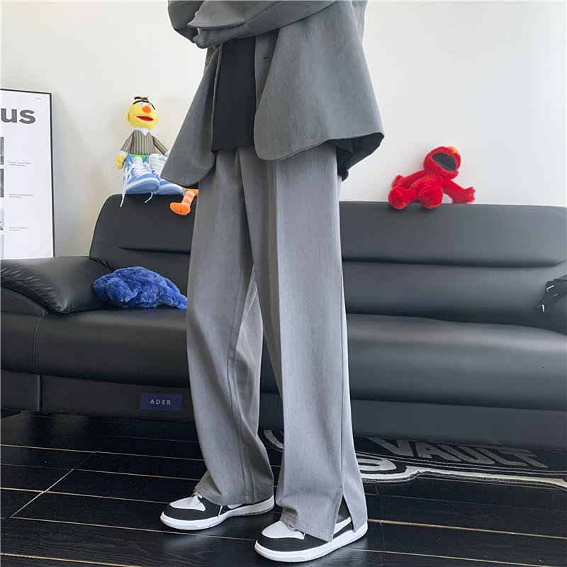 Men's Pants Summer Fashion Casual Trousers Loose Straight Side Suit Korean Boutique Clothing 230301