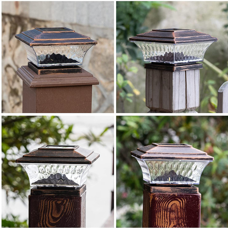Multiple styles Solar Garden Lights post cap lights Outdoor LED Lighting Deck Fence Light Warm White Bright White Suitable for 4x4 Wooden Posts