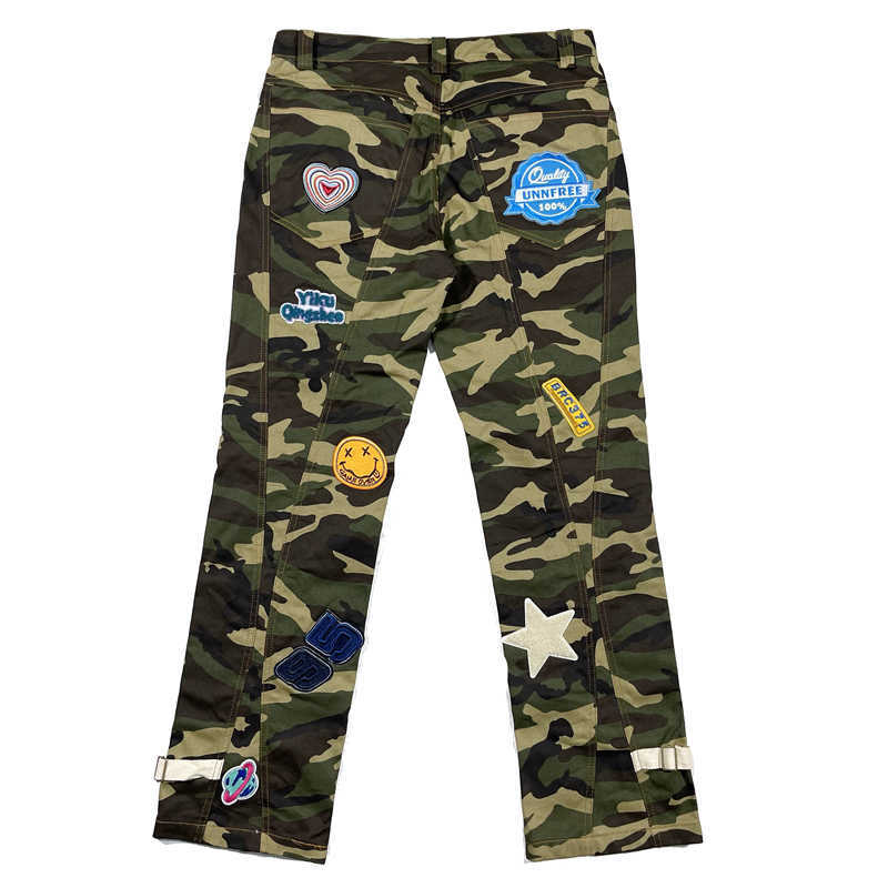 Men's Jeans Camo Pants Baggy Jeans Hip Hop Trousers for Men Oversize Cargo Streetwear Denim Y2k Man Trendyol Woman Casual Green Men's Z0301