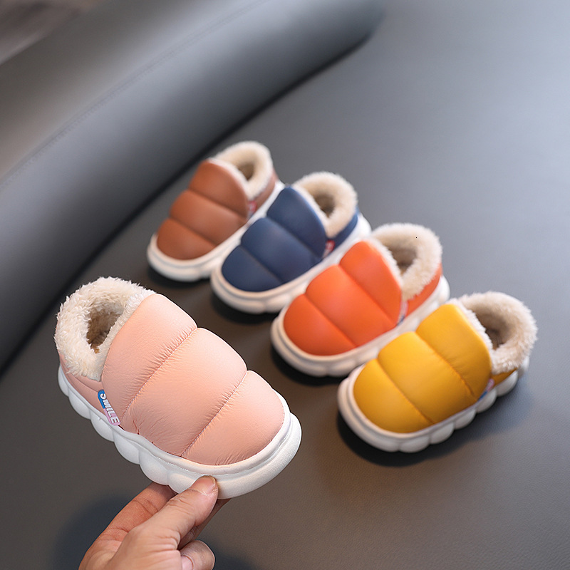 Slipper Children Home Shoes Cashmere Cotton Slippers Kids Waterproof Shoes Boys Girls Slippers Indoor Outdoor Winter Baby Kids Shoes 230301