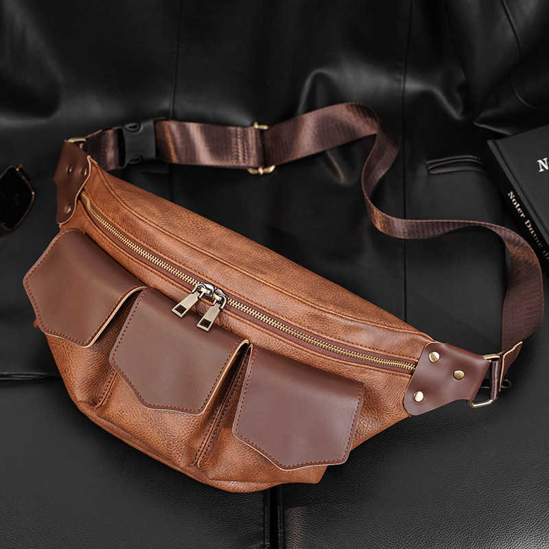 Men's fashionable small chest bag, multi-pocket leisure street couple small bag, cross-body bag, horizontal youth small waist bag 230301