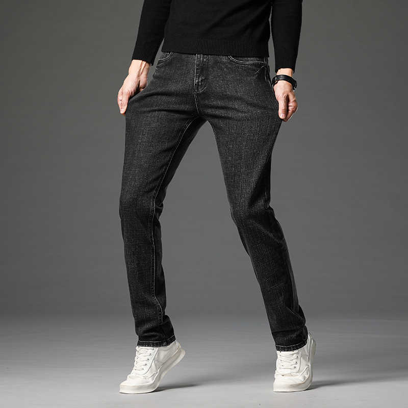 Men's Jeans 2023 Spring Autumn Clothing Youth Slim Straight Simple Fashion Fit Cotton Stretch Nostalgic Denim Y2303
