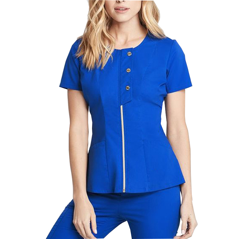 Women s Two Piece Pants Wholesale Customized Scrub Set Metal Zipper Top And Nurse Uniform 230228