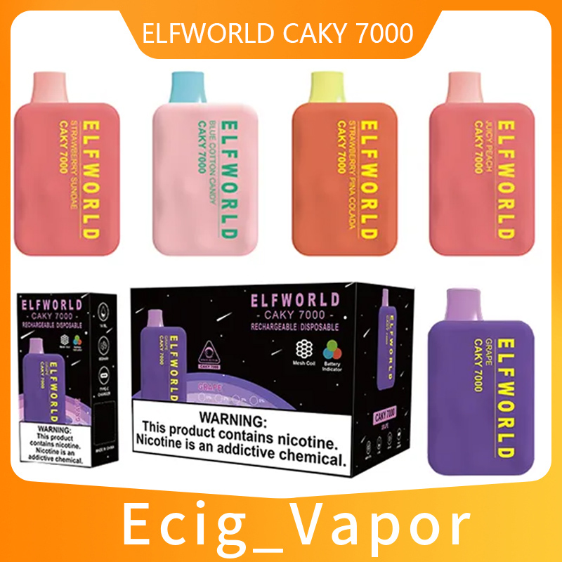 Original ELFWORLD Caky 7000 Puffs Electronic Cigarette Vape Pen Disposables ELFWORLD 14ml With 750mah Rechargeable Battery Type C Mesh Coil 13 Flavors Available
Original ELFWORLD Caky 7000 Puffs Electronic Cigarette Vape Pen Disposables ELFWORLD 14ml With 750mah Rechargeable Battery Type C Mesh Coil 13 Flavors Available