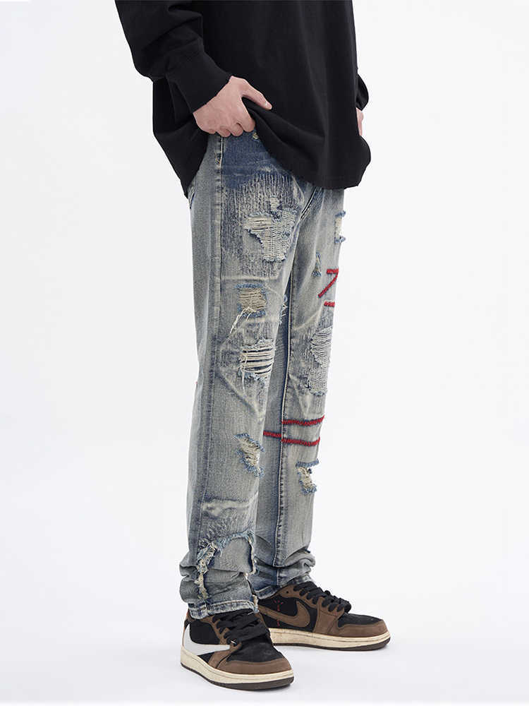 Men's Jeans HOUZHOU Skinny Jeans Men Hop Hip Punk Rave Denim Trousers Male Vintage Jeans Pants for Men Japanese Streetwear Hippie Hole Z0301