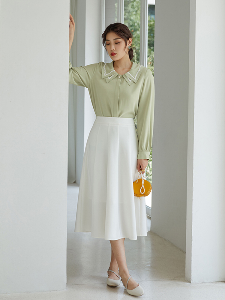 Skirts DUSHU Elegant Black Long Skirt Pleated Skirt Women Vitnage White High Waist Skirt Female Autumn Winter A-line Skirt 230301