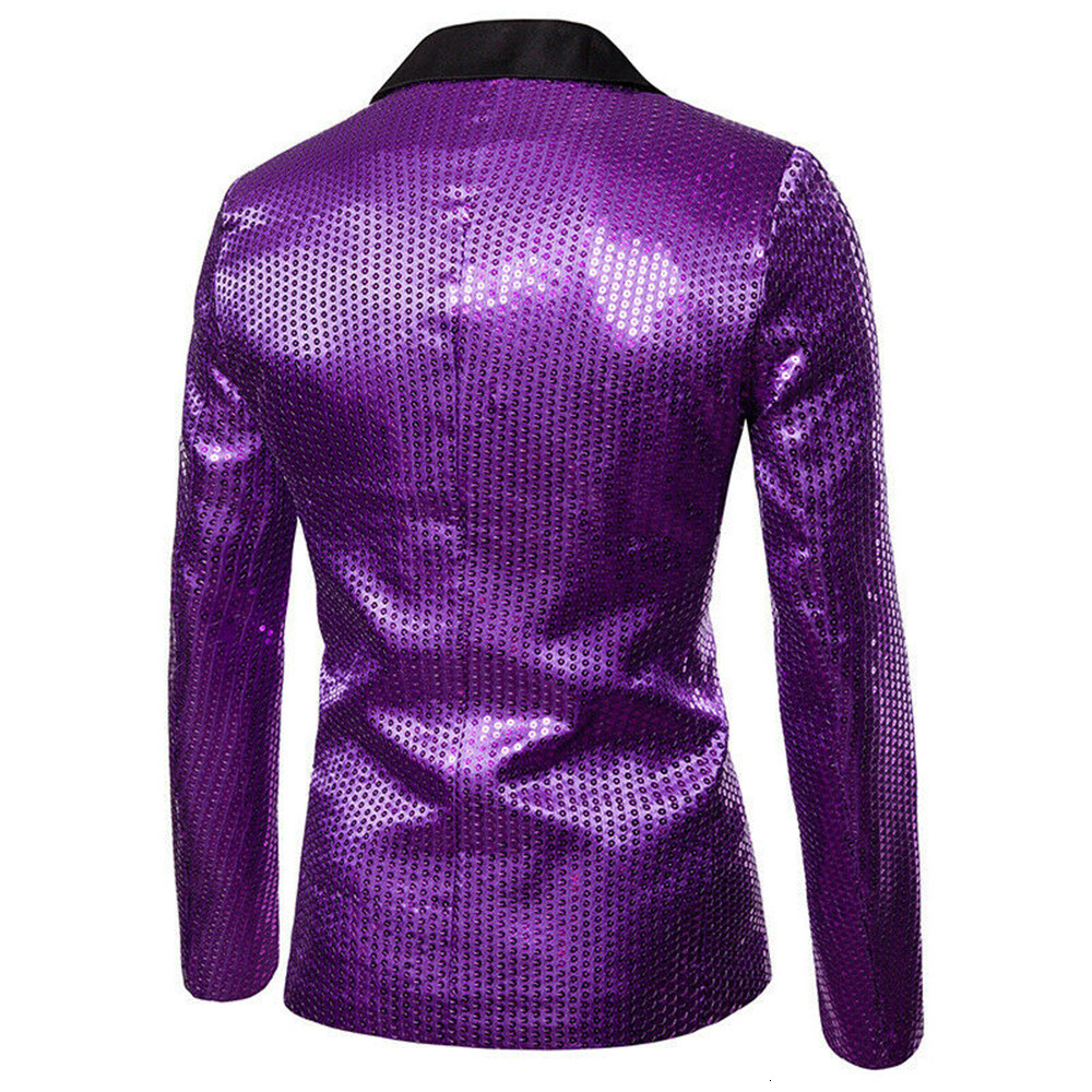 Men's Suits Blazers Stylish Men's Blazer Casual Slim Fitness Formal One Button Office Suit Blazer Coat Top Sequins Suit Jacket Masculino Bla
