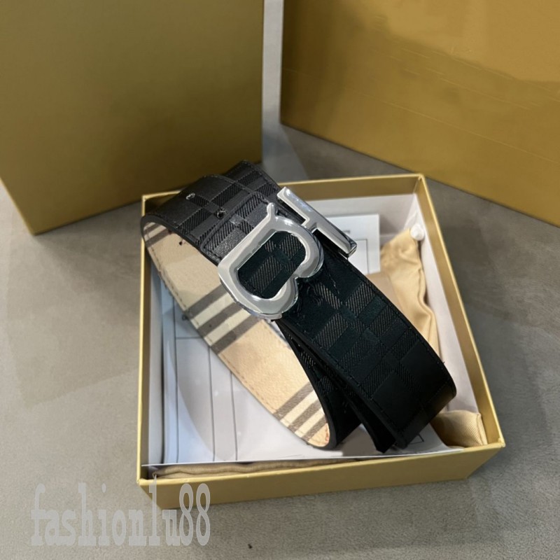 Trendy retro belts casual business leather belt plated gold silver letter smooth buckle cintura stripe plaid husband anniversary desinger belts for men PJ010 C23