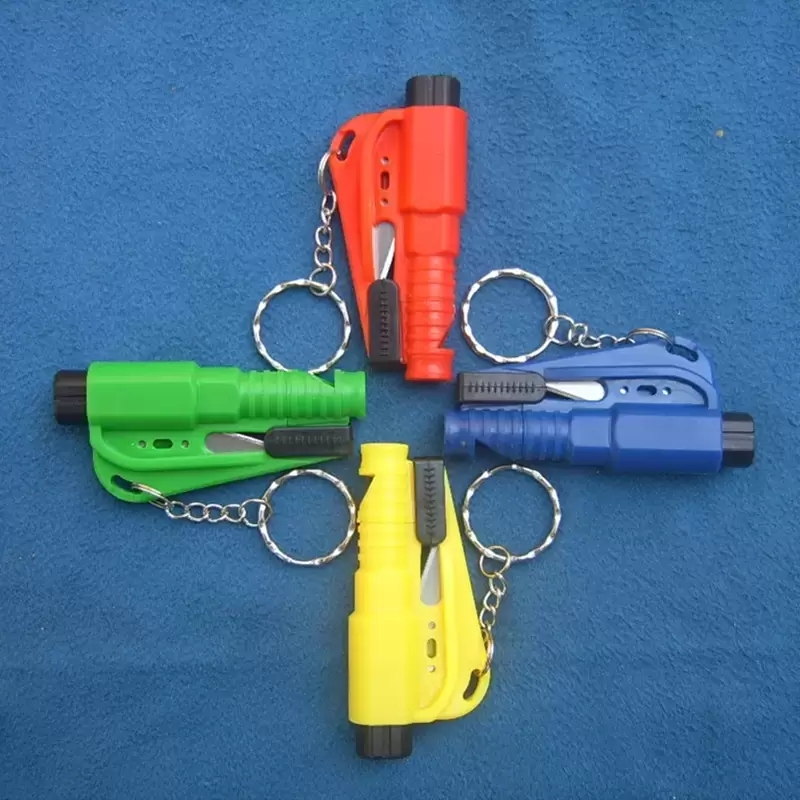 Portable Mini Self Defense Saving Hammer Key Chain Rings Seat Belt Cutter Auto Window Breaker Keychain Car Emergency Safety Hammer Escape Lift Save To