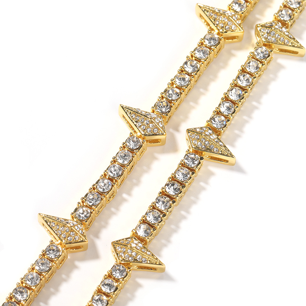 Hip Hop Tennis Chain Necklace Drip Oil Glow in the Dark 18K Real Gold Plated Jewelry Men Gift