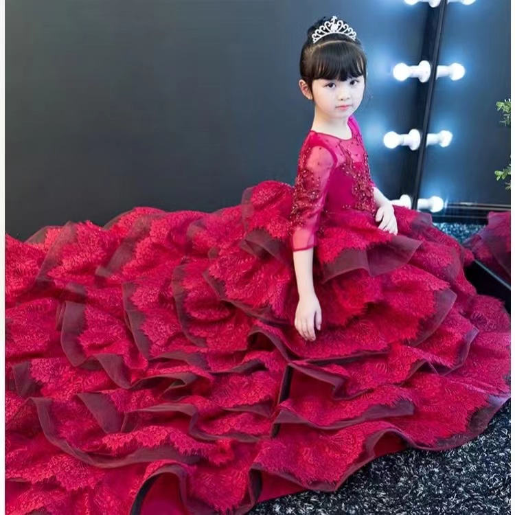 Real Picture Wer Girls Dress Baby Girl Clothes Lace 3D Wers Applique Beads Puffy Tulle Kids Gown Custom Made Birthday Gowns 403 6660311