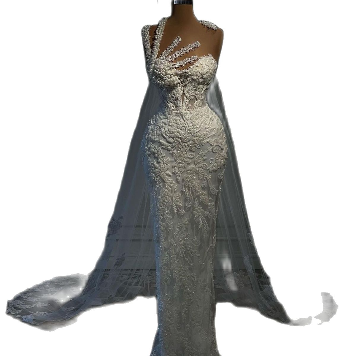 3D Floral Mermaid Wedding Dress Princess Beading Lace Appliques Illusion Bridal Gowns vestidos de novia