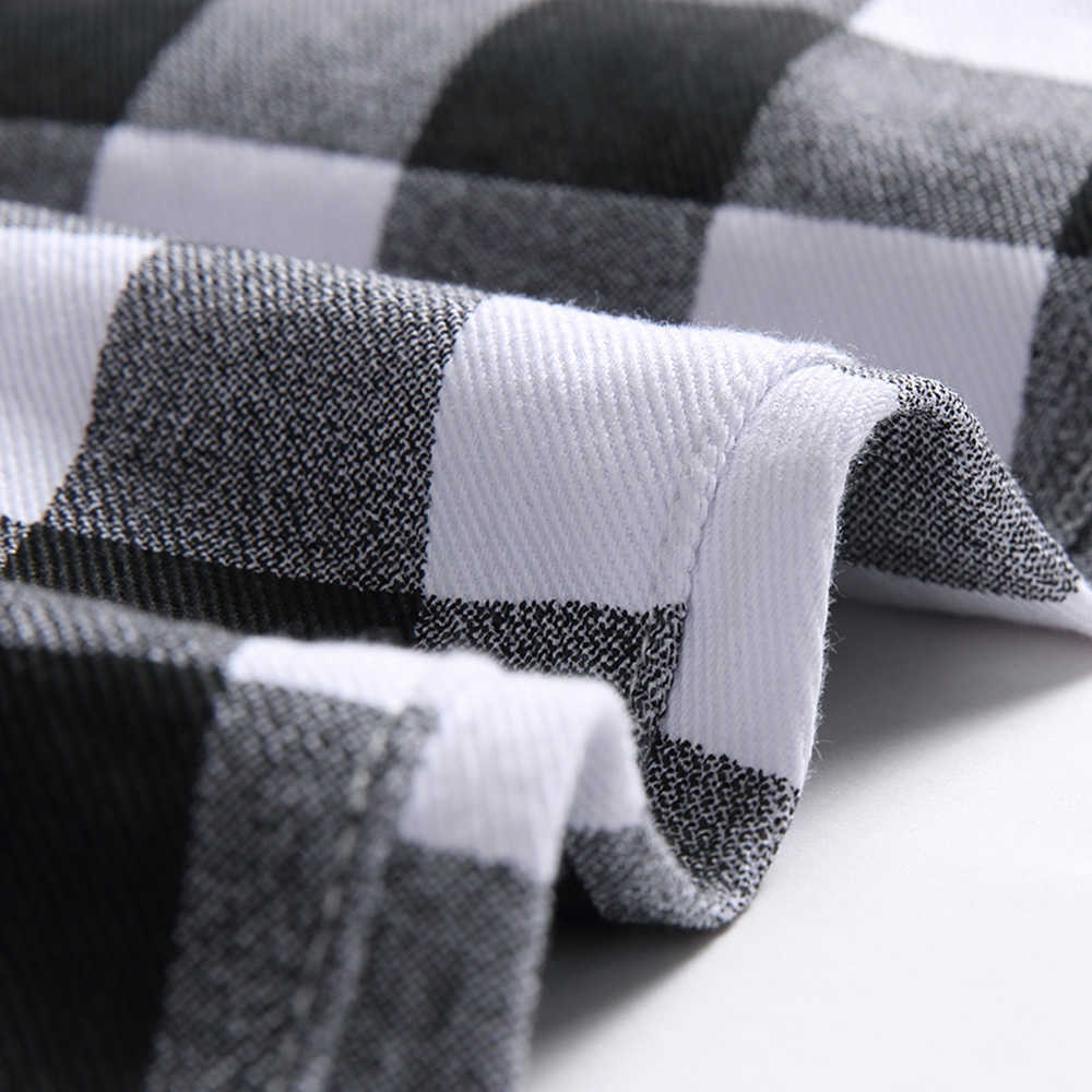 Men's Jeans Black and White Plaid Printed Fashion Check Digital Print Slim Straight Pants Stretch Trousers Y2303