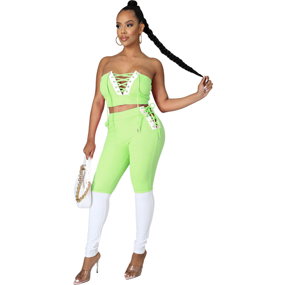 2023 Women Fashion Sexy Two Piece Pants Spring Summer Casual 2 Piece Sets Sleeveless Tops Pants Solid Color Clothing