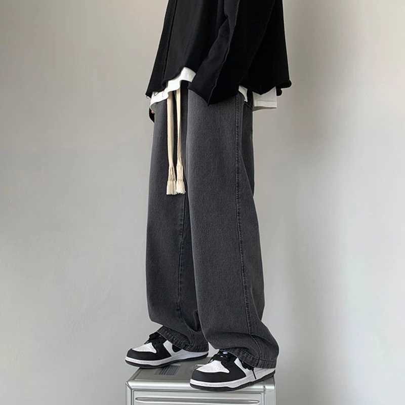 Men's Jeans Wide Leg Cargo Pants 2023 Streetwear Baggy Jeans New Spring Autumn Men Korean Fashion Loose Straight Male Brand Clothing Black Z0301