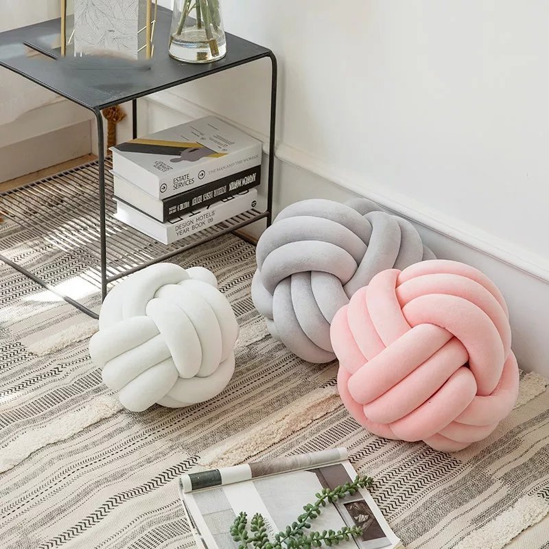 Knot CushionDecorative Pillow Hand Cushion Sofa Throw Pillow Soft Round Handmade Knotted Ball Car Bedding Stuffed Pillow Bed Living Room Chair Home De
