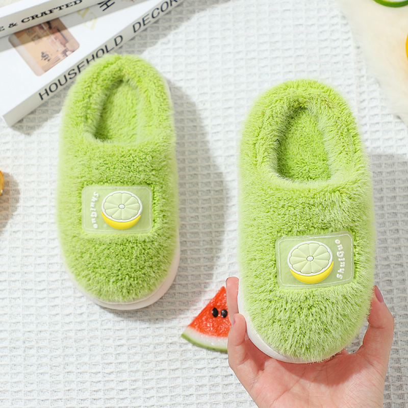 Slipper Autumn Winter Children Home Slipper Girls Fruit Indoor Fleece Fur Warm Baby Slippers Boys Kids Casual Shoes 230301