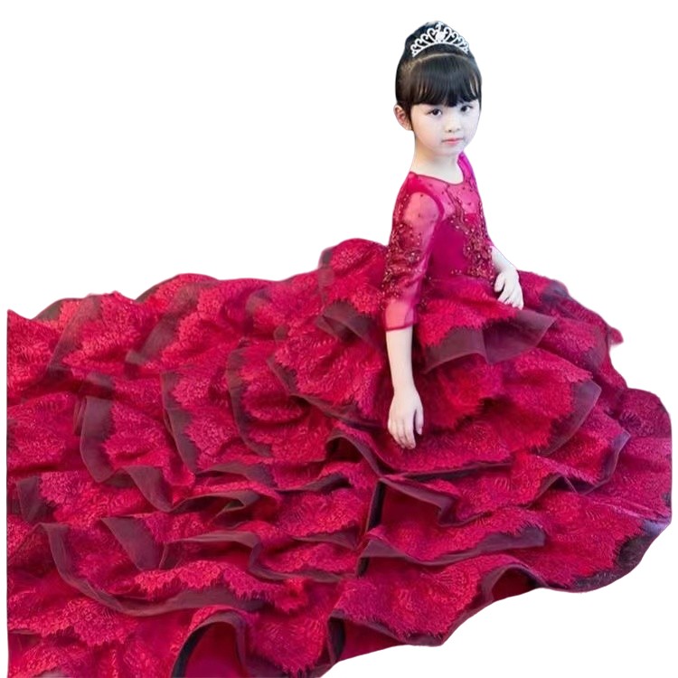 Real Picture Wer Girls Dress Baby Girl Clothes Lace 3D Wers Applique Beads Puffy Tulle Kids Gown Custom Made Birthday Gowns 403 6660311