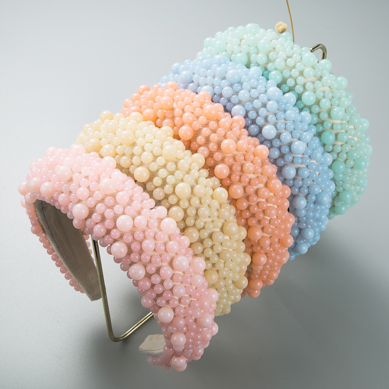 Headbands Baroque Sponge Full Pearl Headbands Fashion Hair Accessories Women's Handmade Beads Trend Banquet Hairband Hair Hoop Headwear 230302