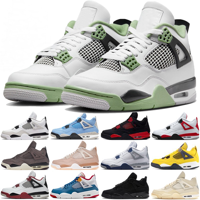 Jumpman 4 4s Mens Basketball Shoes Military Black Cat Canvas Red Thunder University Blue Thunder Pink Cactus Jack Oil Green Trainers Outdoor Sports Sneakers