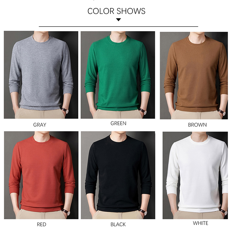 Men's Sweaters BROWON Spring Autumn Fashion Waffle Sweater Men Fashion Long Sleeve Round Neck Pullover Casual Top Men's Sweater 230302
