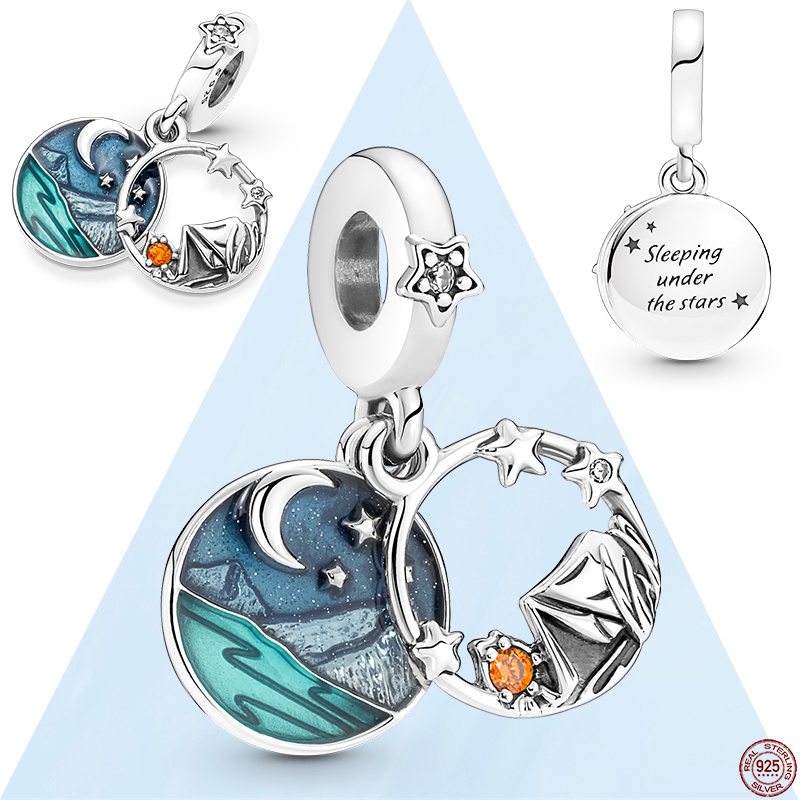 New 925 Sterling Silver Sea Chameleon Dolphin Fish Tree Air Balloon Charm Bead Fit S925 Snake Bracelet Jewelry DIY