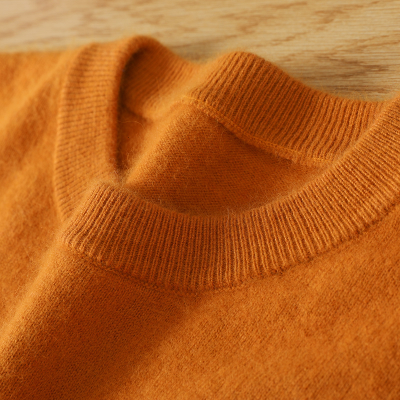 Men's Sweaters Men's 100% Pure Mink Cashmere Sweater O-Neck Pullovers Knit Sweater Autumn and Winter Long Sleeve High-End Jumpers Mink Tops 