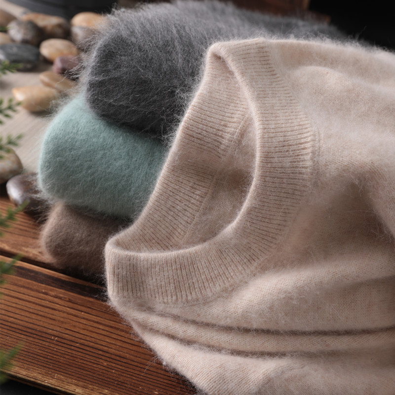 Men's Sweaters Men's 100% pure Mink Cashmere Sweaters Soft Warm O-Neck Casual Pullovers Winter Long Sleeve High Quanlity Tops 17Colors Jumpe