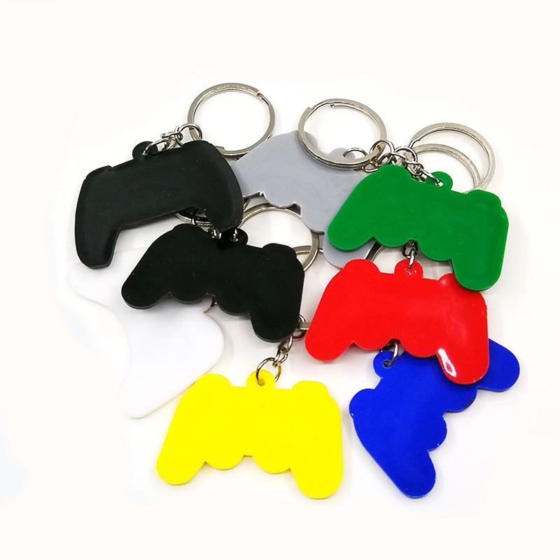 Key Rings 20PCS PVC keychain high quality game machine key ring mini cartoon Gamepad Joystick fit men car keys trinket souvenir gift 230302