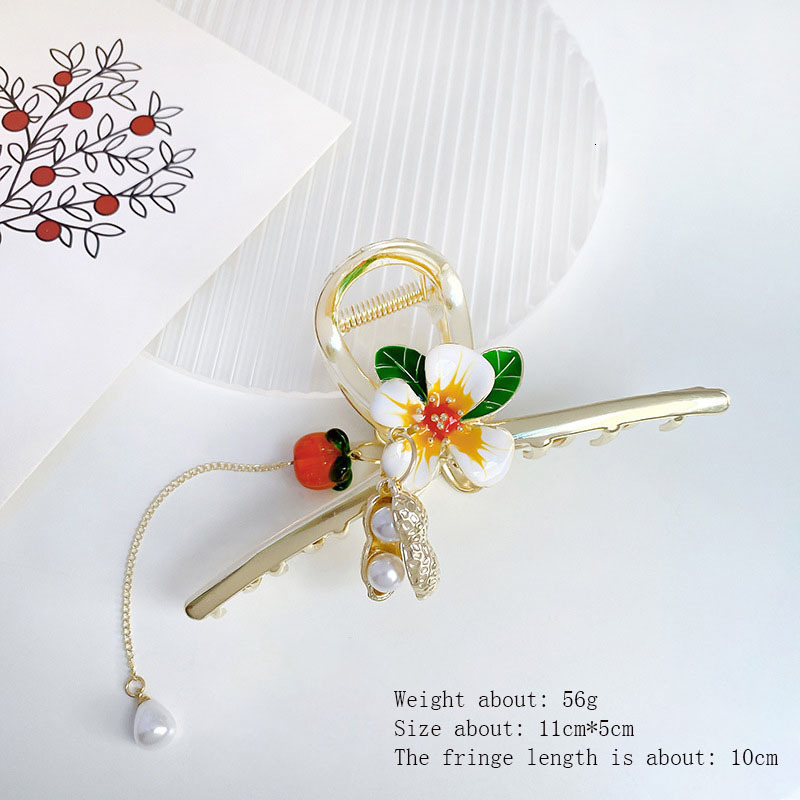 Hair Clips Barrettes The vintage tassel good luck persimmon Hair Clip shark clip Barrette Headdress For Women Girl Hair Accessories headdress 230302