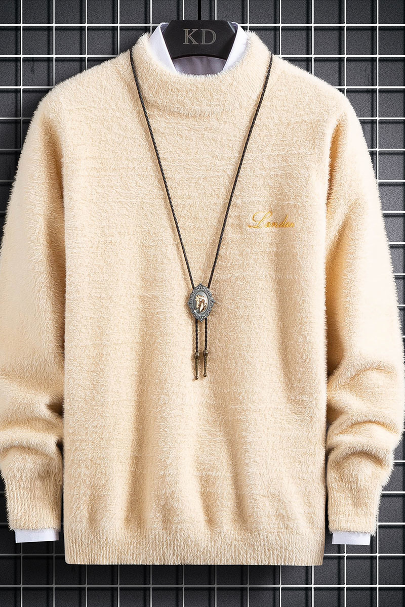 Men's Sweaters Sweater Men's Winter Mink Cashmere Pullovers Casual O Neck Soft Warm Jumper Autumn Mohair Sweaters Pull 230302