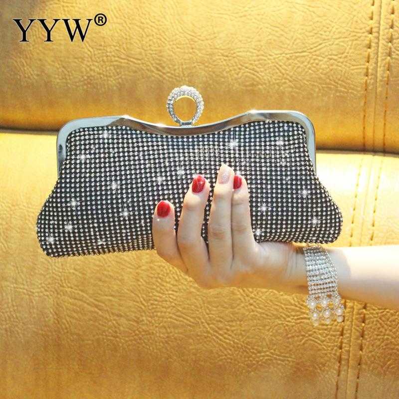Evening Bags 2018 pequeno mini saco noite bolsa feminina elegante anel embreagem com strass festa de casamento garras corrente bolsas mulher ouroL2303