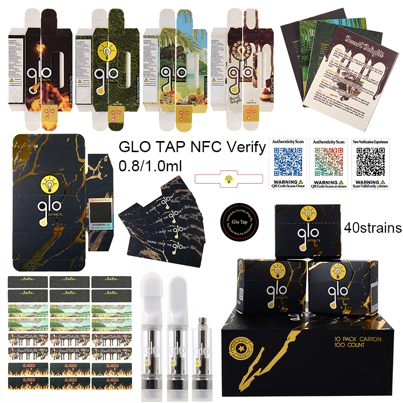 GLO Extracts Tap NFC Verifys Vape Cartridges Packaging Atomizers Verification 0.8ml 1.0ml Carts Ceramic Coil Empty Vapes Pens Cartridge Thick Oil Vaporizer
GLO Extracts Tap NFC Verifys Vape Cartridges Packaging Atomizers Verification 0.8ml 1.0ml Carts Ceramic Coil Empty Vapes Pens Cartridge Thick Oil Vaporizer
